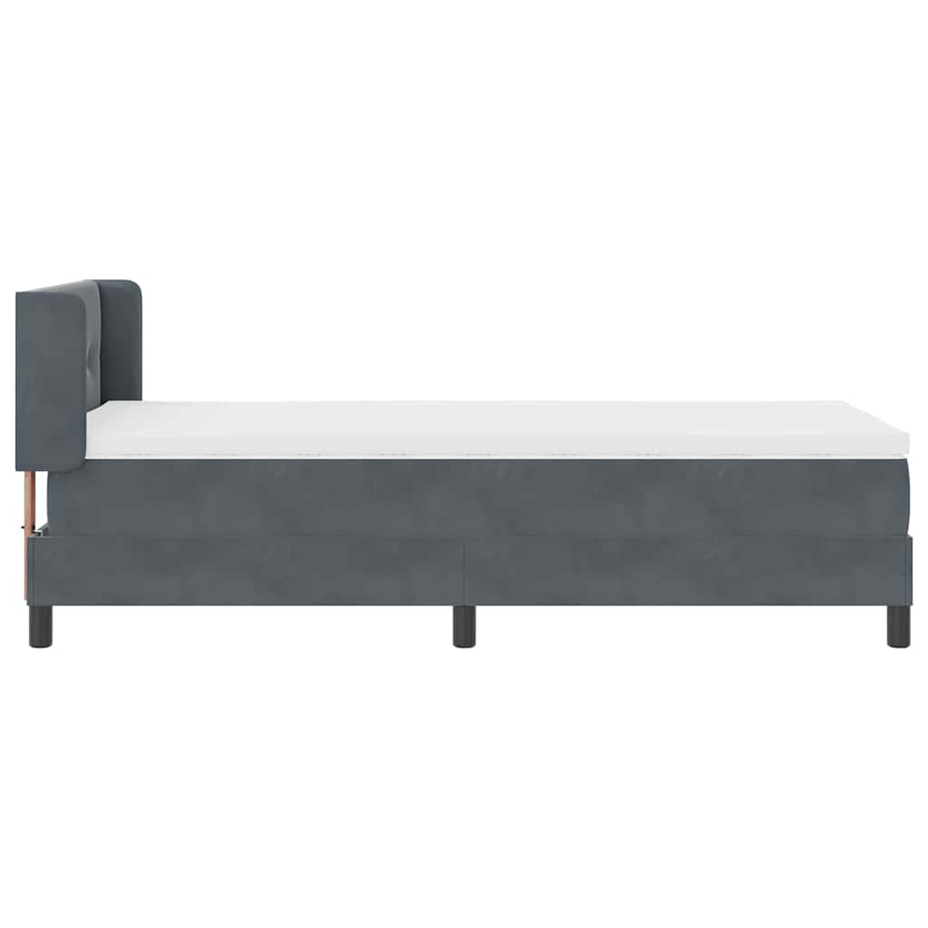 Κρεβάτι Box Spring με στρώμα vidaXL Γκρι 90x200 εκ Βελούδο