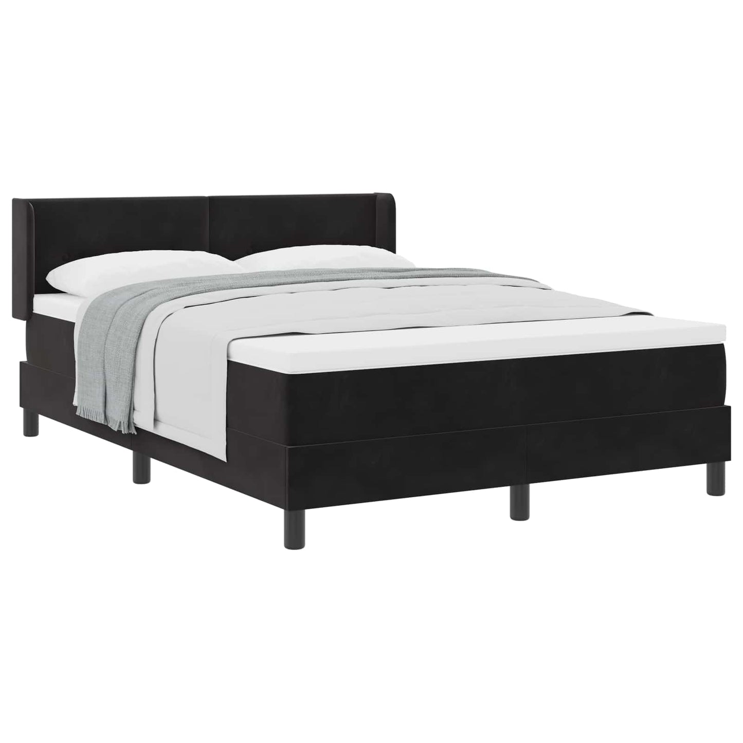 vidaXL Κρεβάτι με ελατήρια με στρώμα Μαύρο 200 x 140 cm Βελούδο