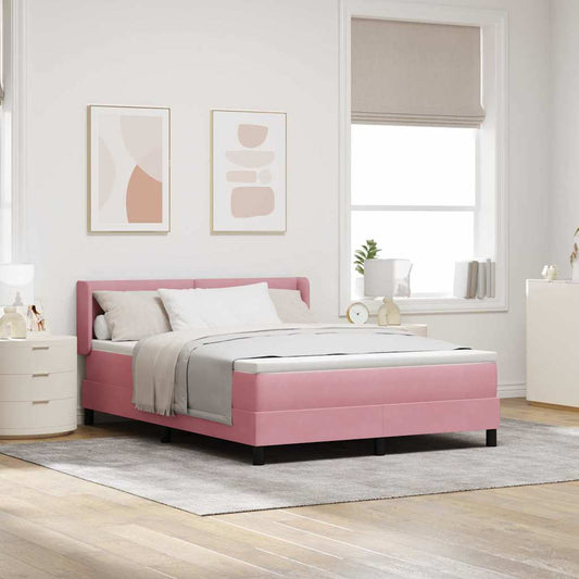 vidaXL Κρεβάτι με ελατήρια με κεφαλάρι Ροζ 200 x 140 cm Βελούδο
