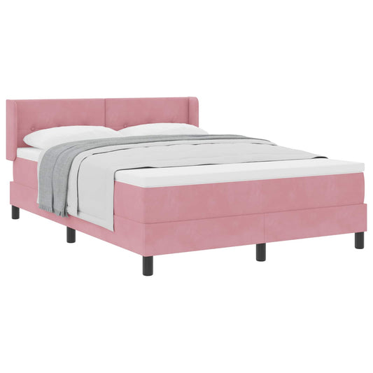 vidaXL Κρεβάτι με ελατήρια με κεφαλάρι Ροζ 200 x 140 cm Βελούδο