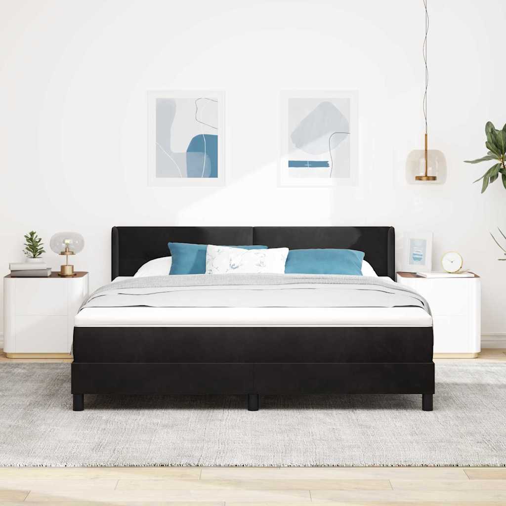 vidaXL Κρεβάτι με ελατήρια με στρώμα Μαύρο 200 x 180 cm Βελούδο