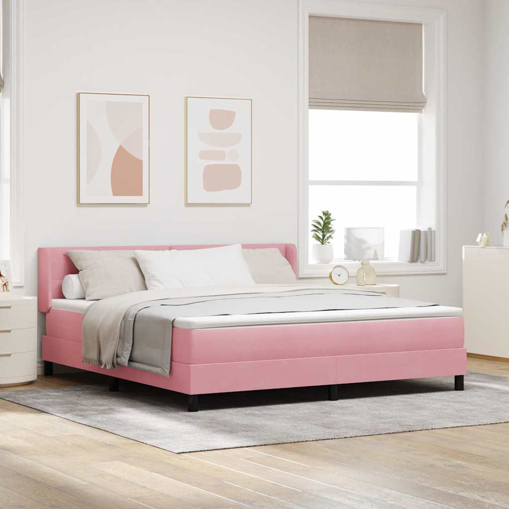 vidaXL Κρεβάτι με ελατήρια με κεφαλάρι Ροζ 200 x 180 cm Βελούδο