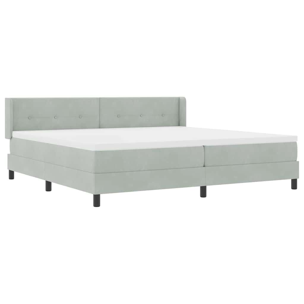 vidaXL Κρεβάτι με ελατήρια Ανοιχτό γκρι 200 x 200 cm Βελούδο