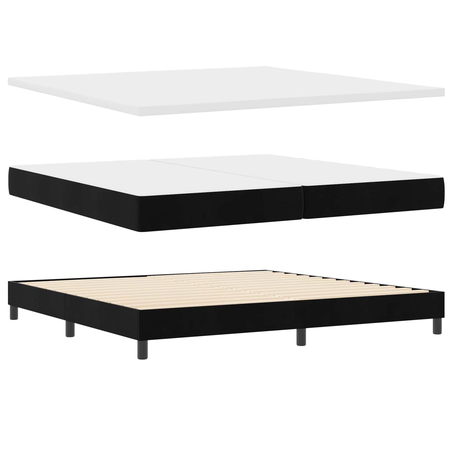 vidaXL Κρεβάτι με ελατήρια με κεφαλάρι Μαύρο 200 x 200 cm Βελούδο