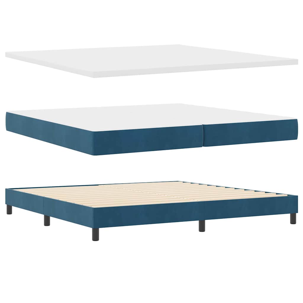 vidaXL Κρεβάτι με ελατήρια Σκούρο Μπλε 200 x 200 cm Βελούδο