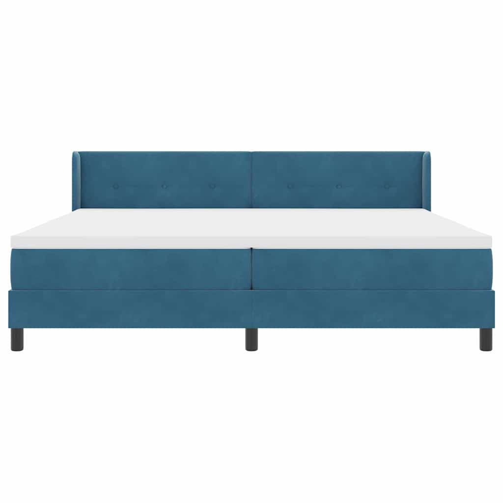 vidaXL Κρεβάτι με ελατήρια Σκούρο Μπλε 200 x 200 cm Βελούδο