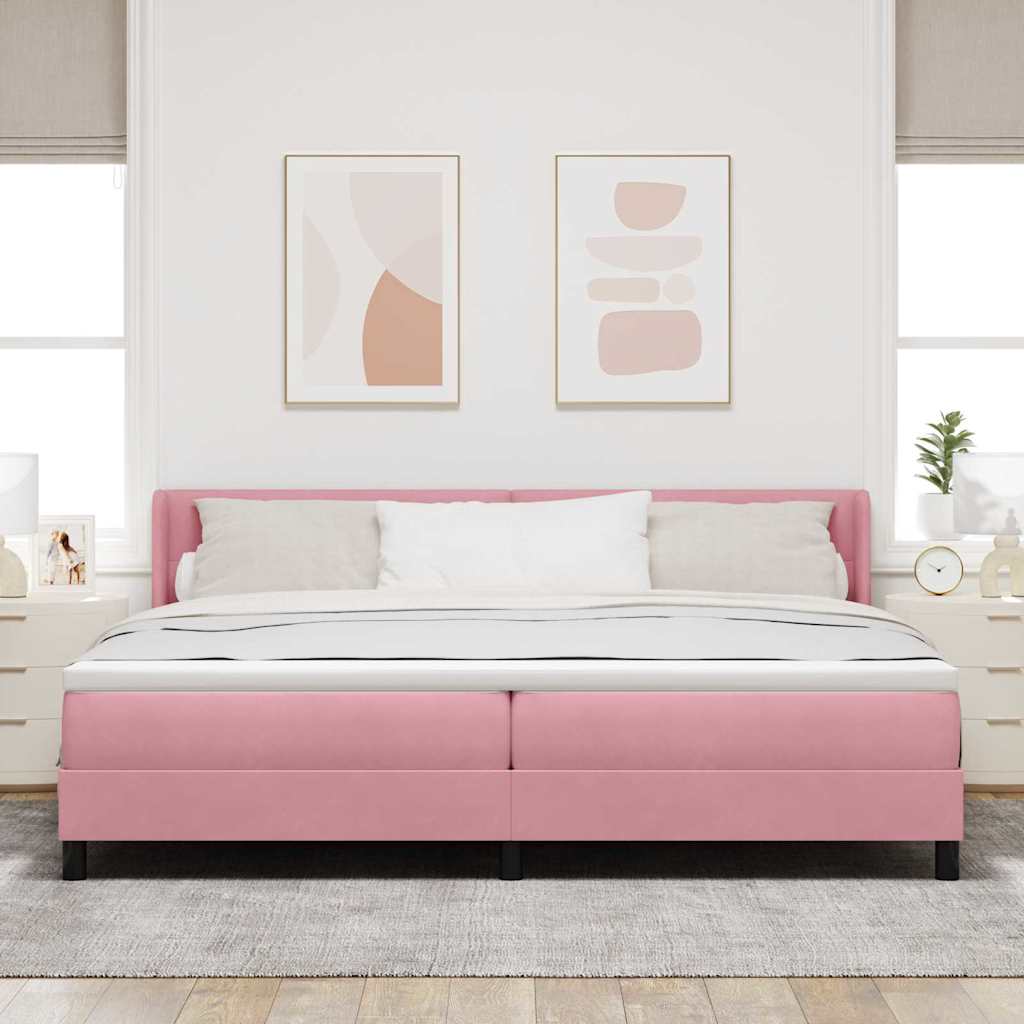 vidaXL Κρεβάτι με ελατήρια με κεφαλάρι Ροζ 200 x 200 cm Βελούδο