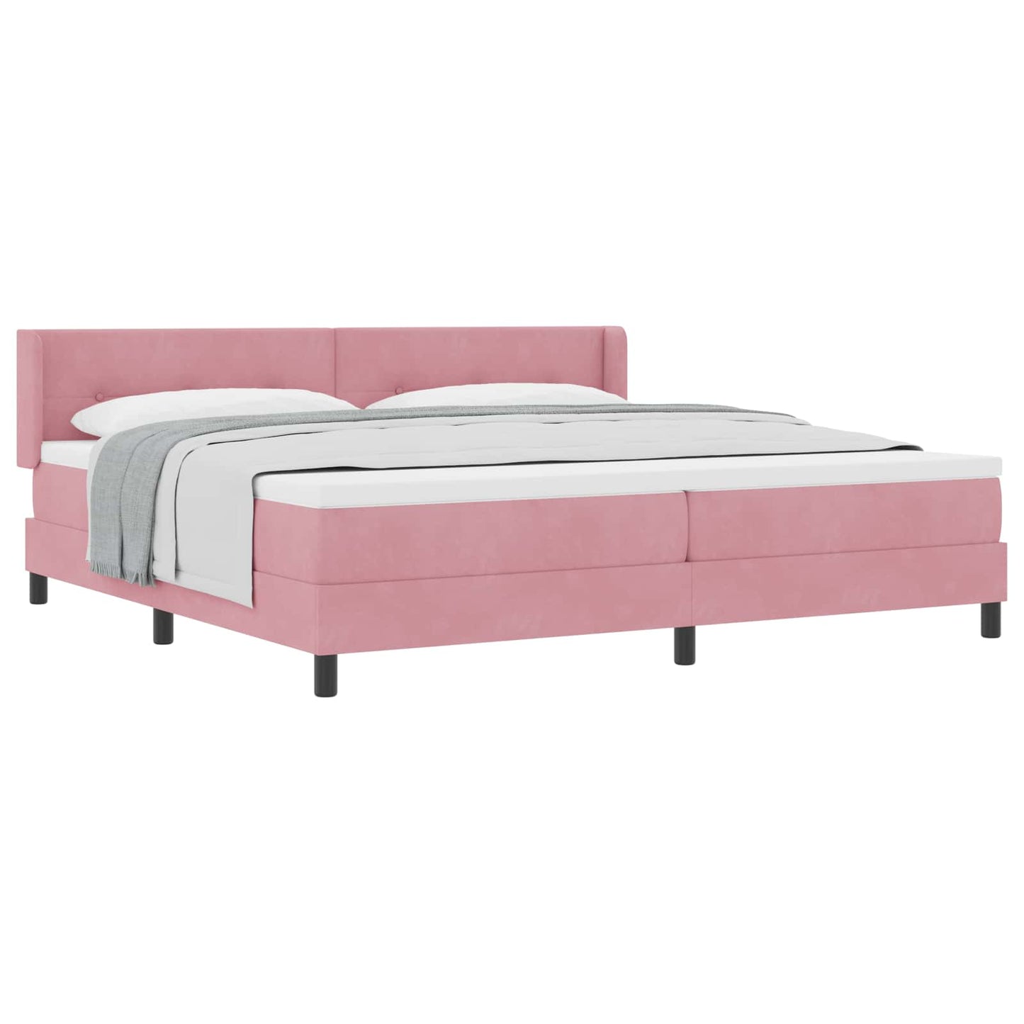 vidaXL Κρεβάτι με ελατήρια με κεφαλάρι Ροζ 200 x 200 cm Βελούδο