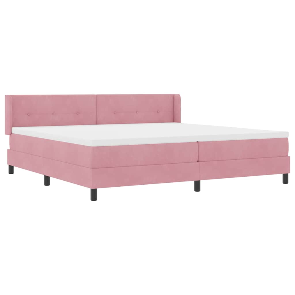 vidaXL Κρεβάτι με ελατήρια με κεφαλάρι Ροζ 200 x 200 cm Βελούδο