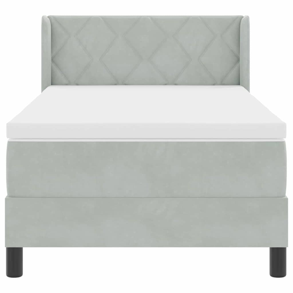 vidaXL Κρεβάτι με ελατήρια Ανοιχτό γκρι 200 x 100 cm Βελούδο