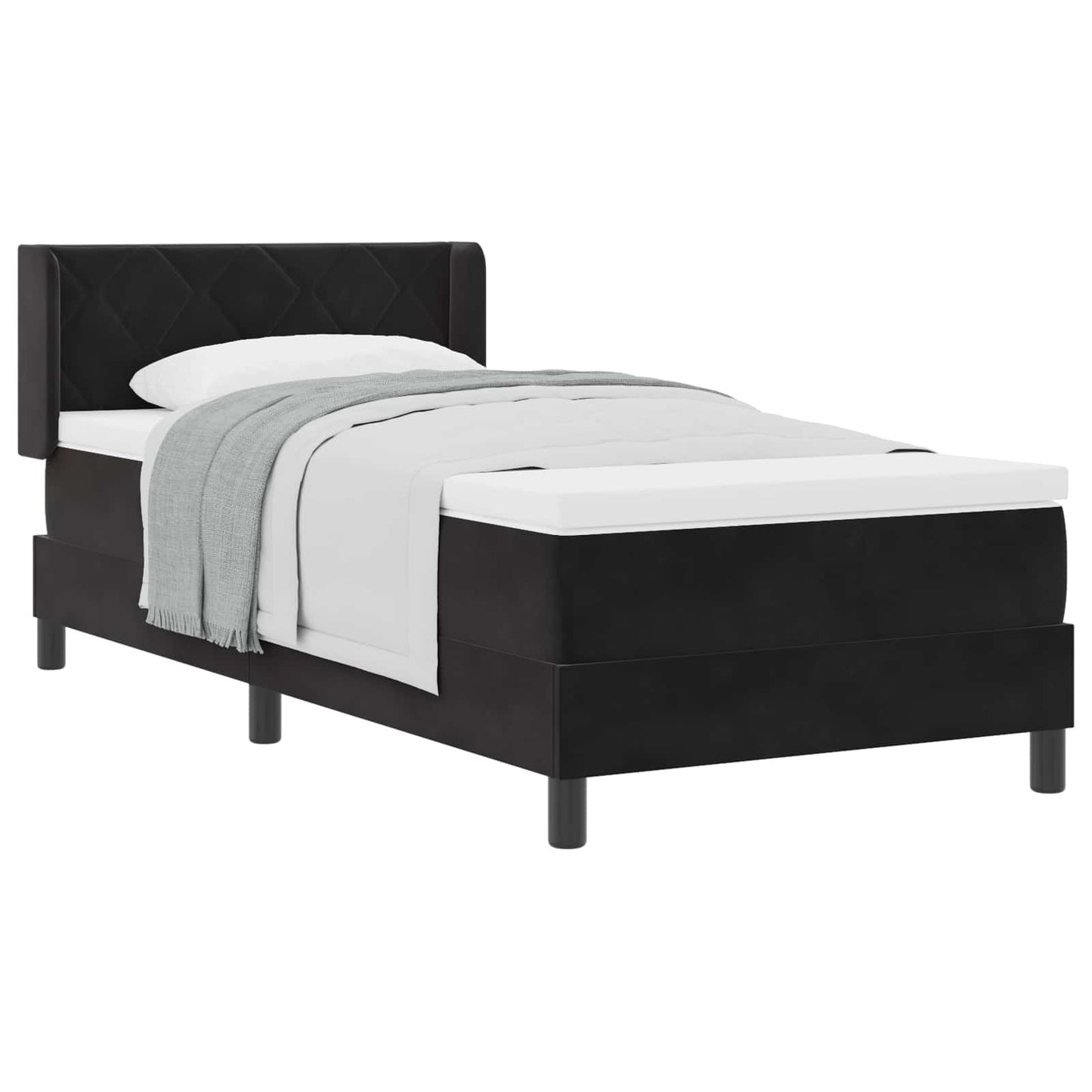 vidaXL Κρεβάτι με ελατήρια με κεφαλάρι Μαύρο 200 x 100 cm Βελούδο
