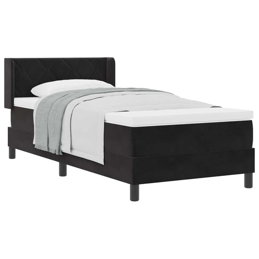 vidaXL Κρεβάτι με ελατήρια με κεφαλάρι Μαύρο 200 x 100 cm Βελούδο