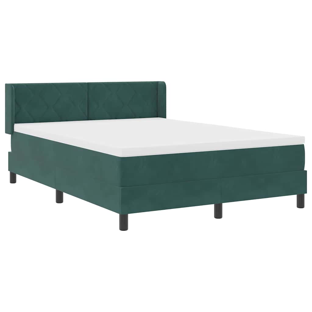 vidaXL Κρεβάτι με ελατήρια Σκούρο Πράσινο 200 x 140 cm Βελούδο