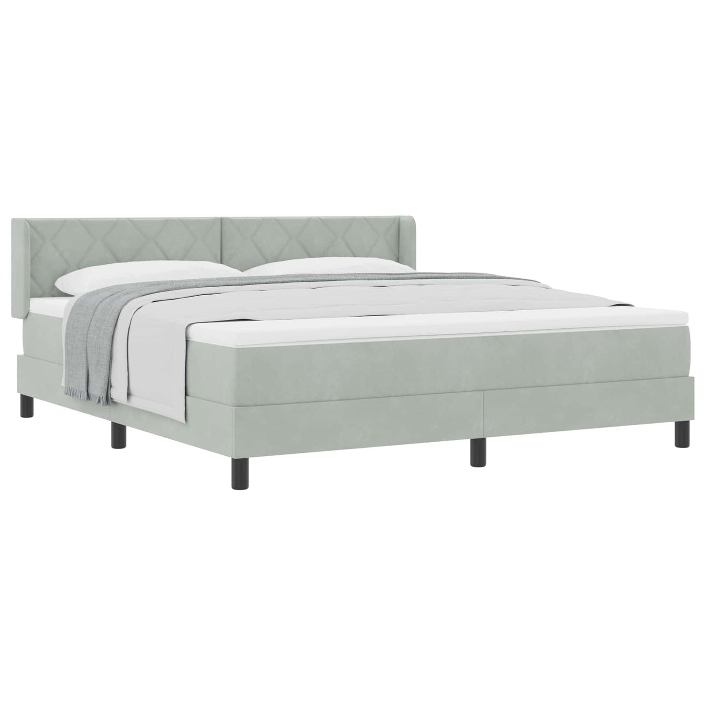 vidaXL Κρεβάτι με ελατήρια Ανοιχτό γκρι 200 x 180 cm Βελούδο