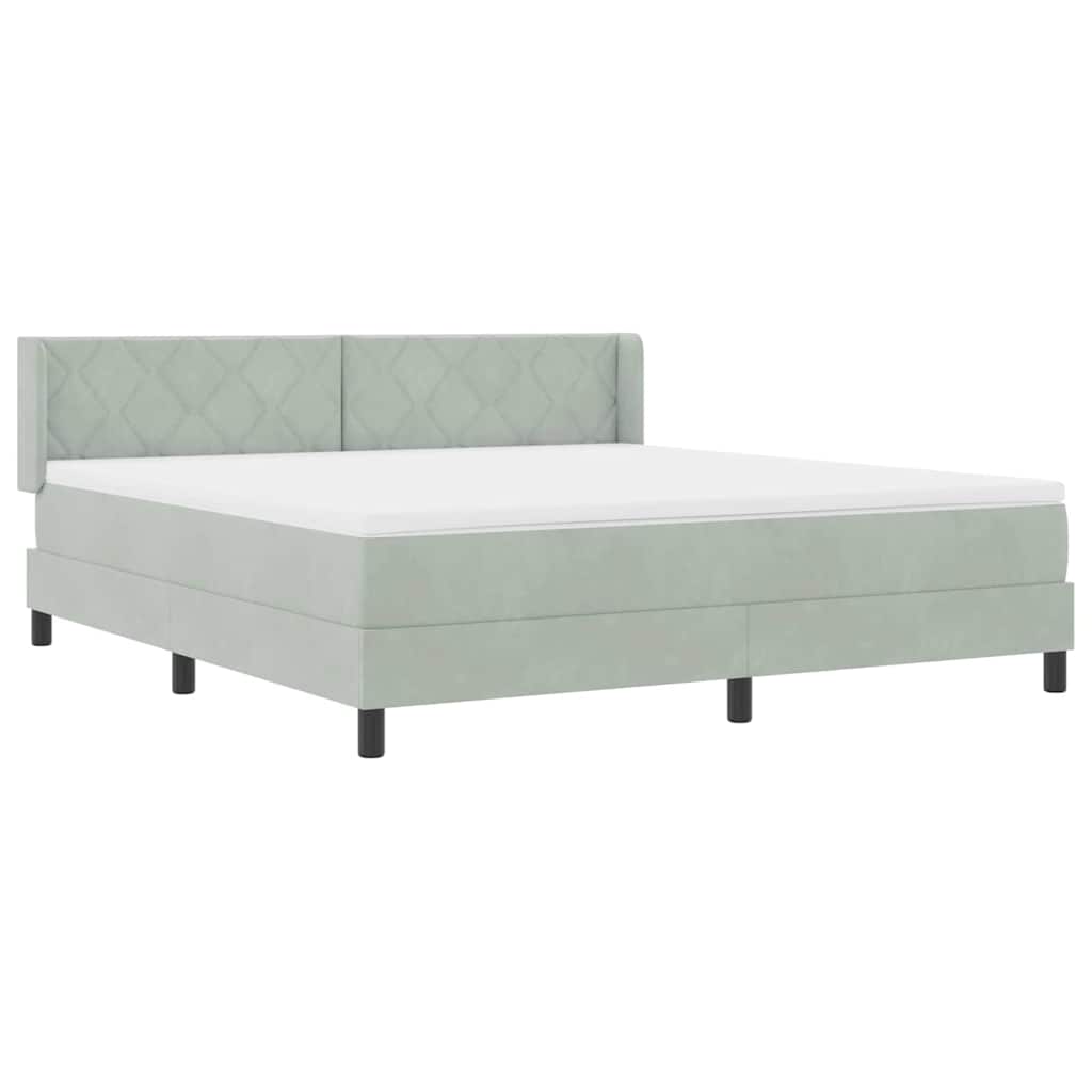 vidaXL Κρεβάτι με ελατήρια Ανοιχτό γκρι 200 x 180 cm Βελούδο