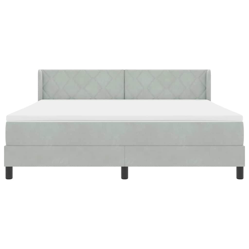 vidaXL Κρεβάτι με ελατήρια Ανοιχτό γκρι 200 x 180 cm Βελούδο