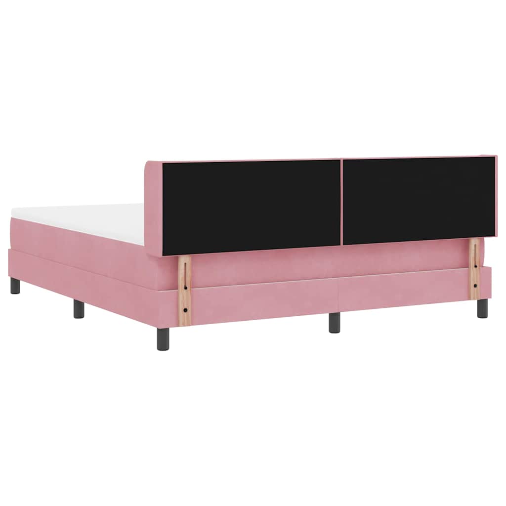 vidaXL Κρεβάτι με ελατήρια με κεφαλάρι Ροζ 200 x 180 cm Βελούδο