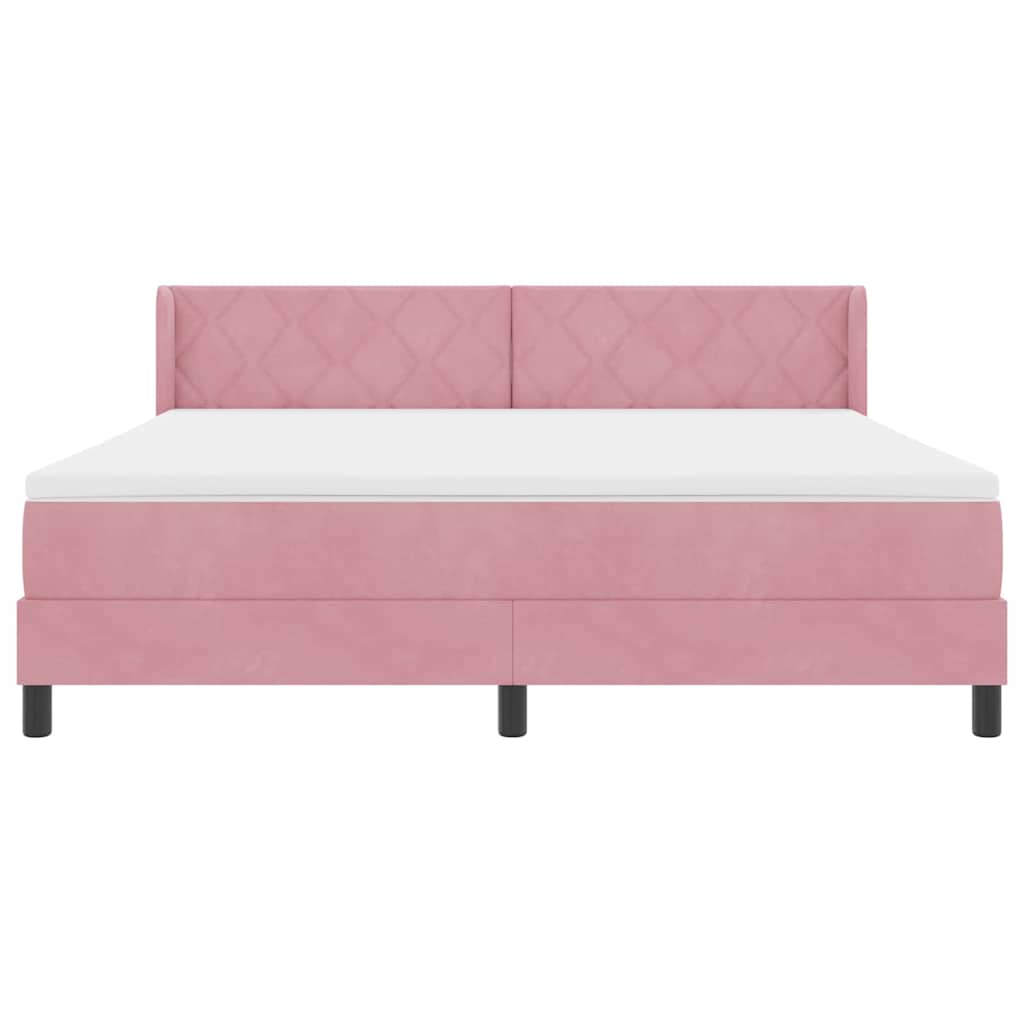 vidaXL Κρεβάτι με ελατήρια με κεφαλάρι Ροζ 200 x 180 cm Βελούδο