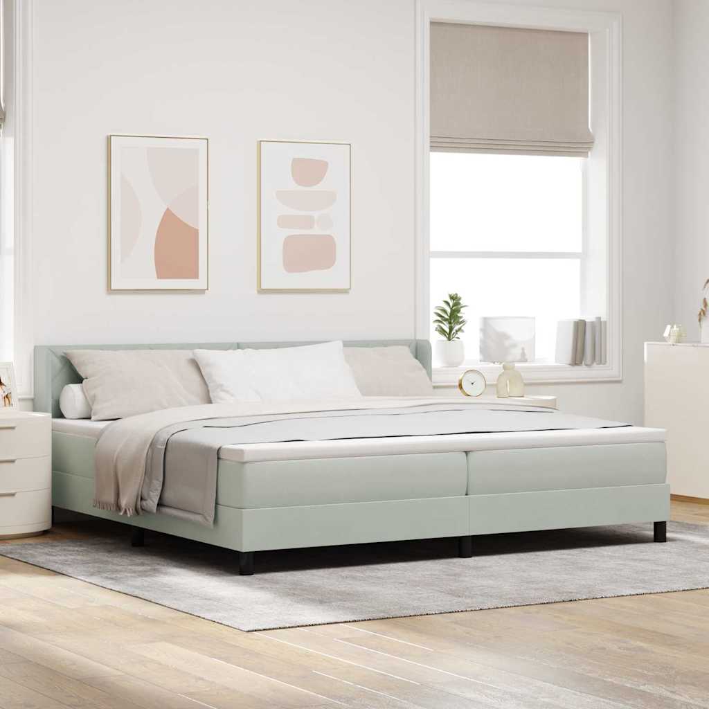 vidaXL Κρεβάτι με ελατήρια Ανοιχτό γκρι 200 x 200 cm Βελούδο