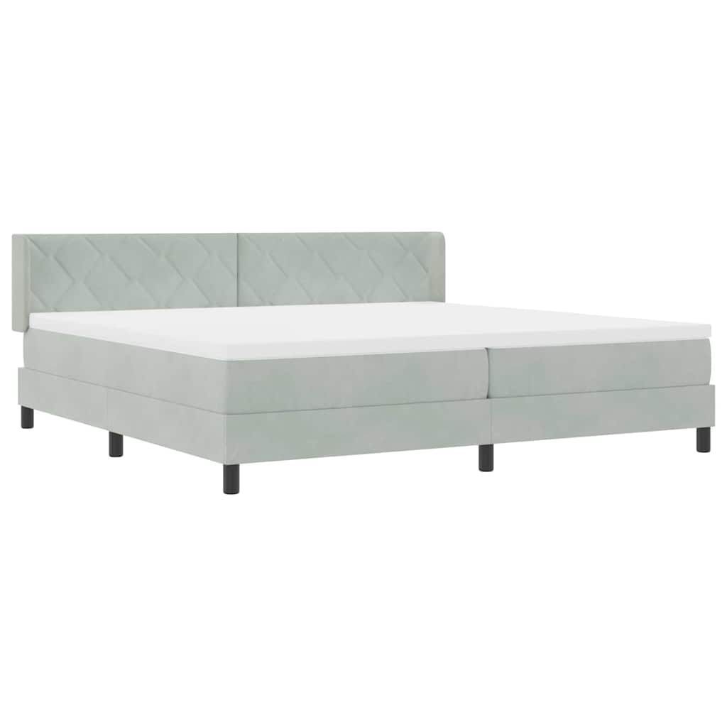 vidaXL Κρεβάτι με ελατήρια Ανοιχτό γκρι 200 x 200 cm Βελούδο
