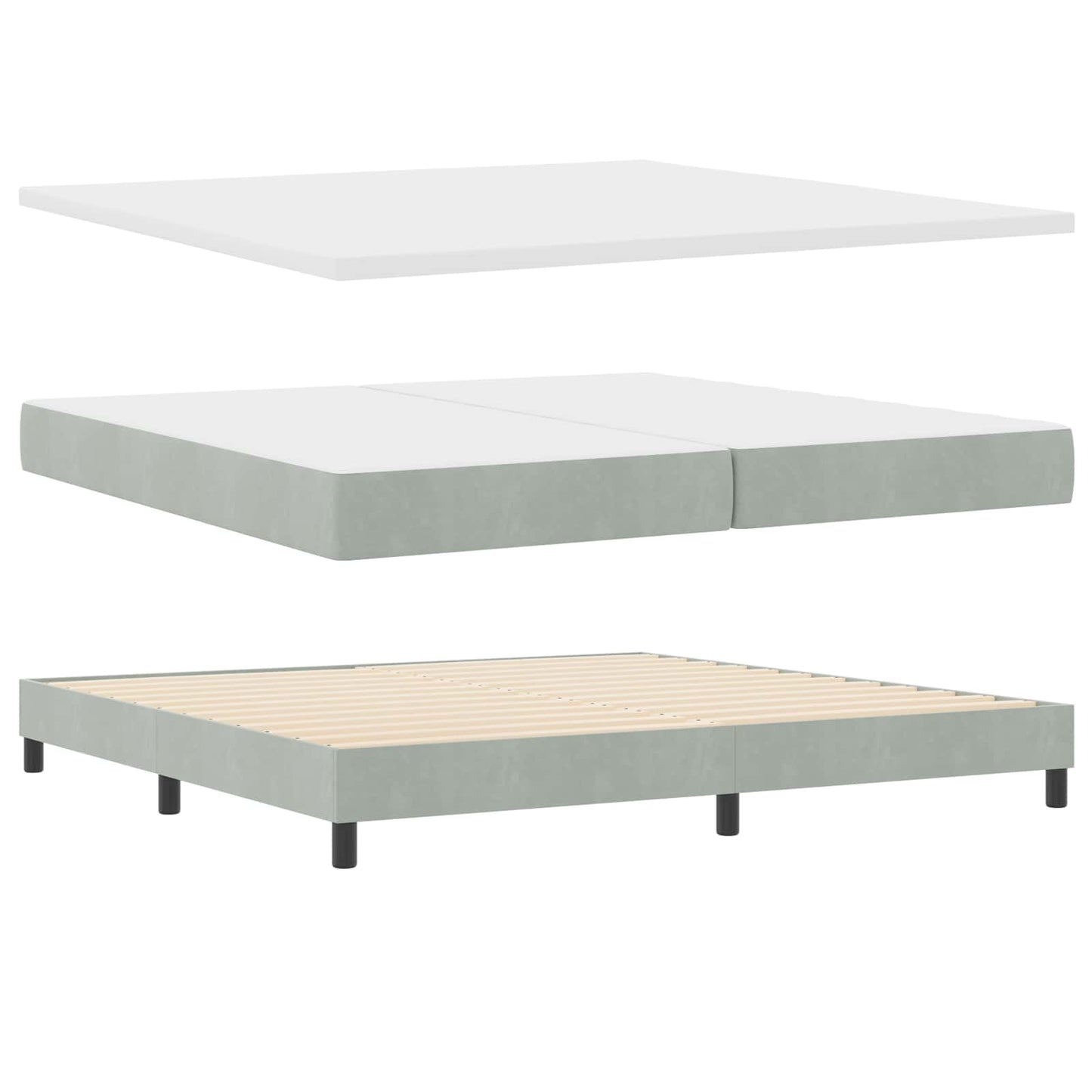 vidaXL Κρεβάτι με ελατήρια Ανοιχτό γκρι 200 x 200 cm Βελούδο