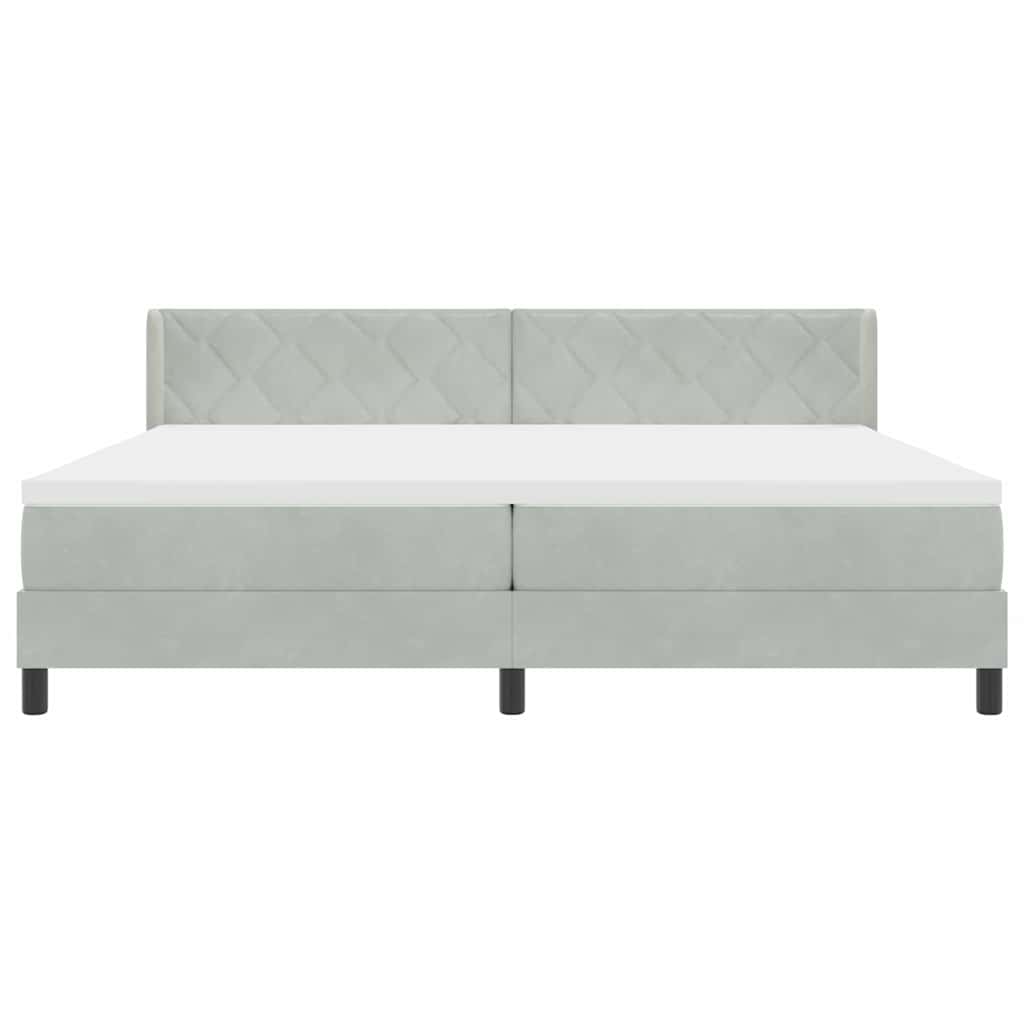 vidaXL Κρεβάτι με ελατήρια Ανοιχτό γκρι 200 x 200 cm Βελούδο