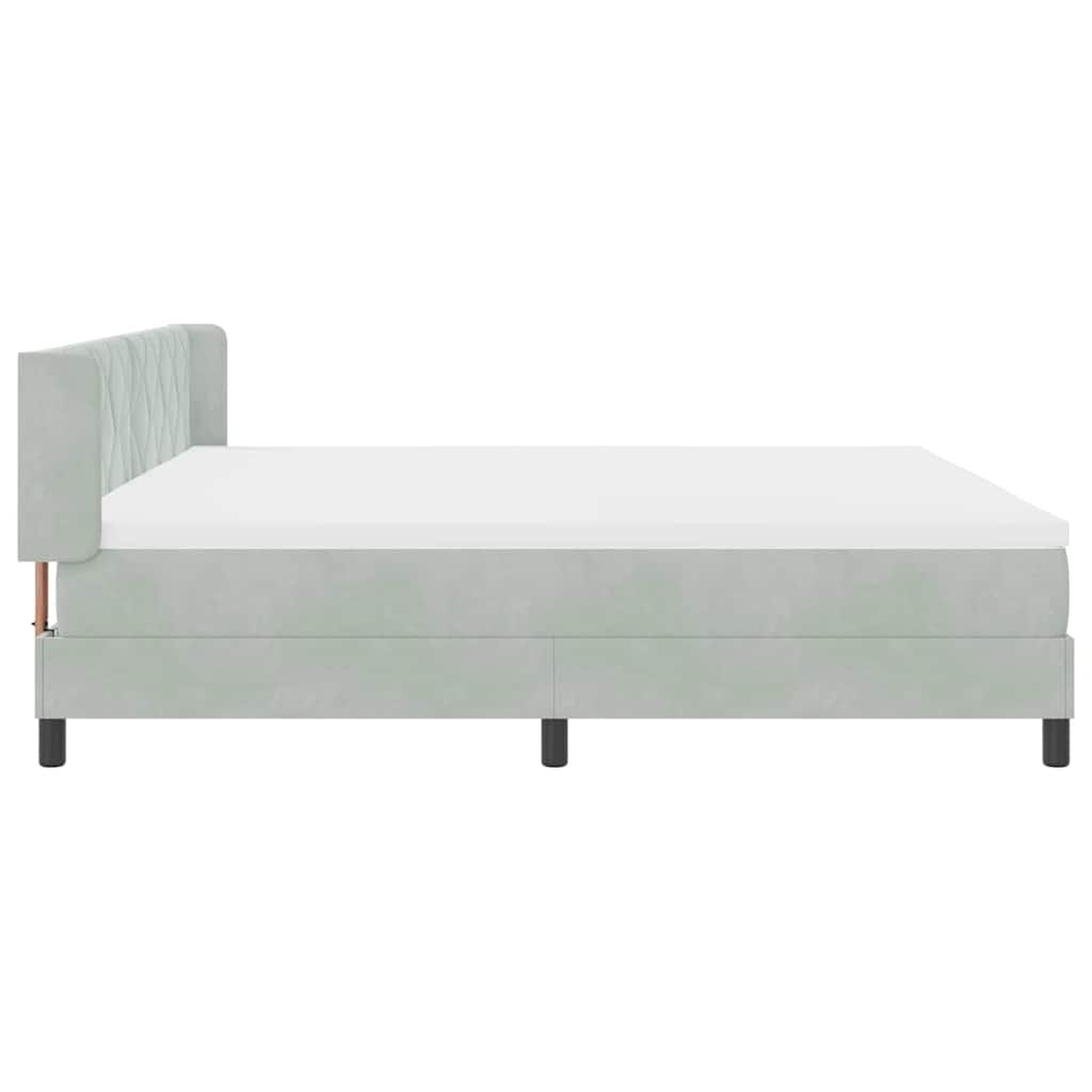 vidaXL Κρεβάτι με ελατήρια Ανοιχτό γκρι 200 x 200 cm Βελούδο