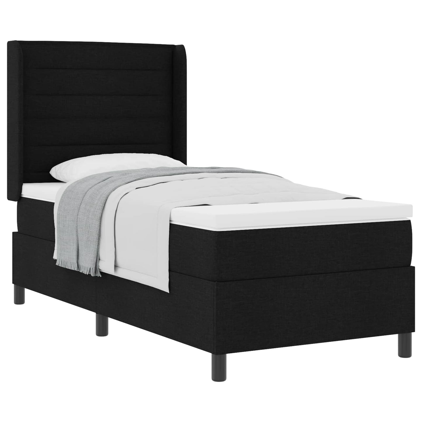 vidaXL Κρεβάτι με ελατήρια με στρώμα Μαύρο 190 x 90 cm ύφασμα