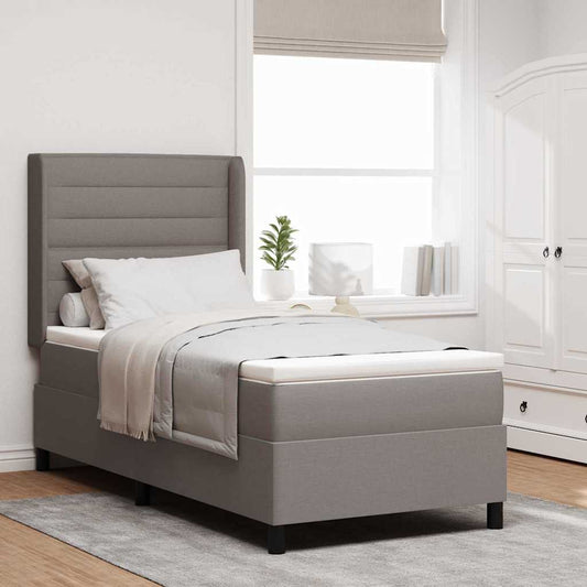 vidaXL Κρεβάτι με ελατήρια με στρώμα Taupe 200 x 100 cm ύφασμα
