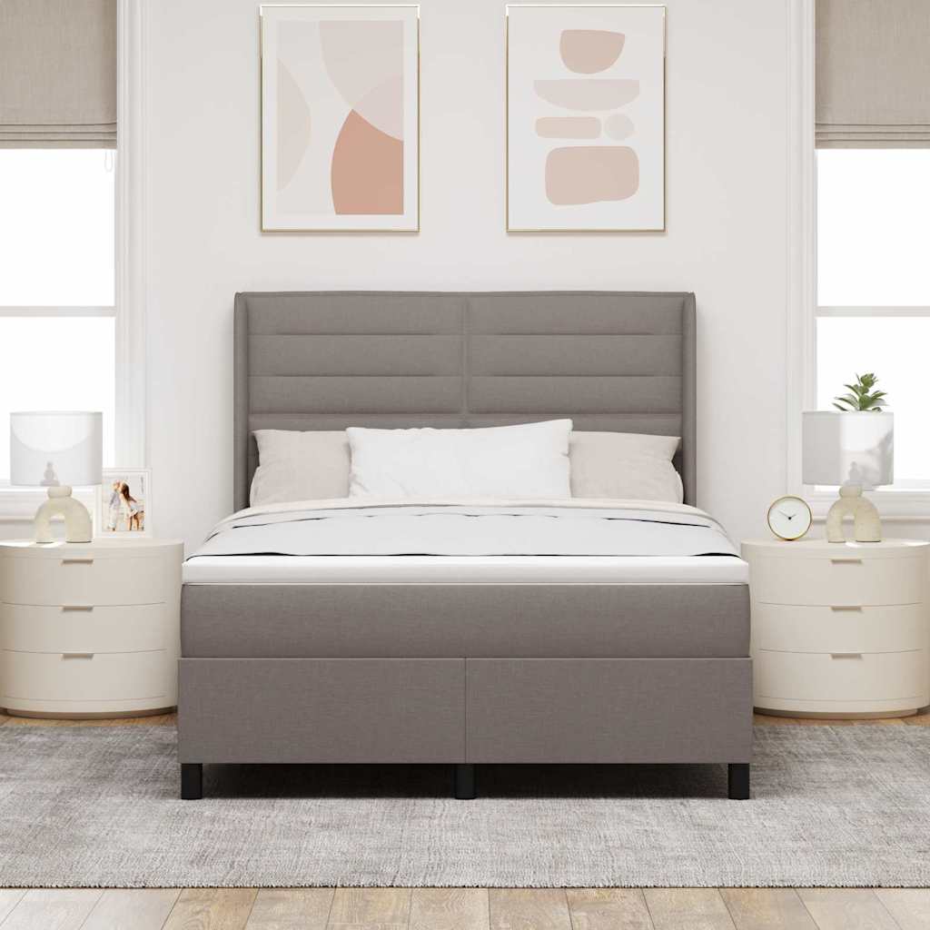vidaXL Κρεβάτι με ελατήρια με στρώμα Taupe 190 x 140 εκατοστά ύφασμα
