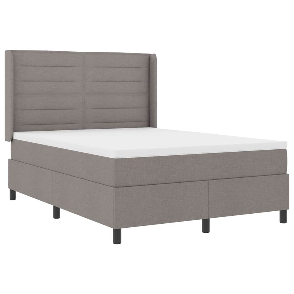 vidaXL Κρεβάτι με ελατήρια με στρώμα Taupe 190 x 140 εκατοστά ύφασμα