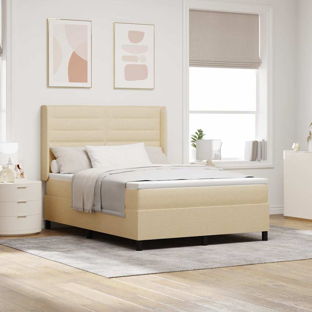 vidaXL Κρεβάτι με ελατήρια με στρώμα Κρεμ 200 x 140 cm ύφασμα