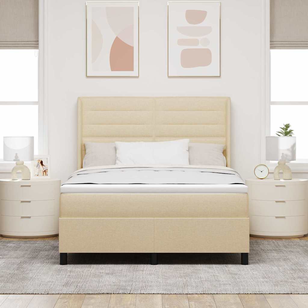 vidaXL Κρεβάτι με ελατήρια με στρώμα Κρεμ 200 x 140 cm ύφασμα