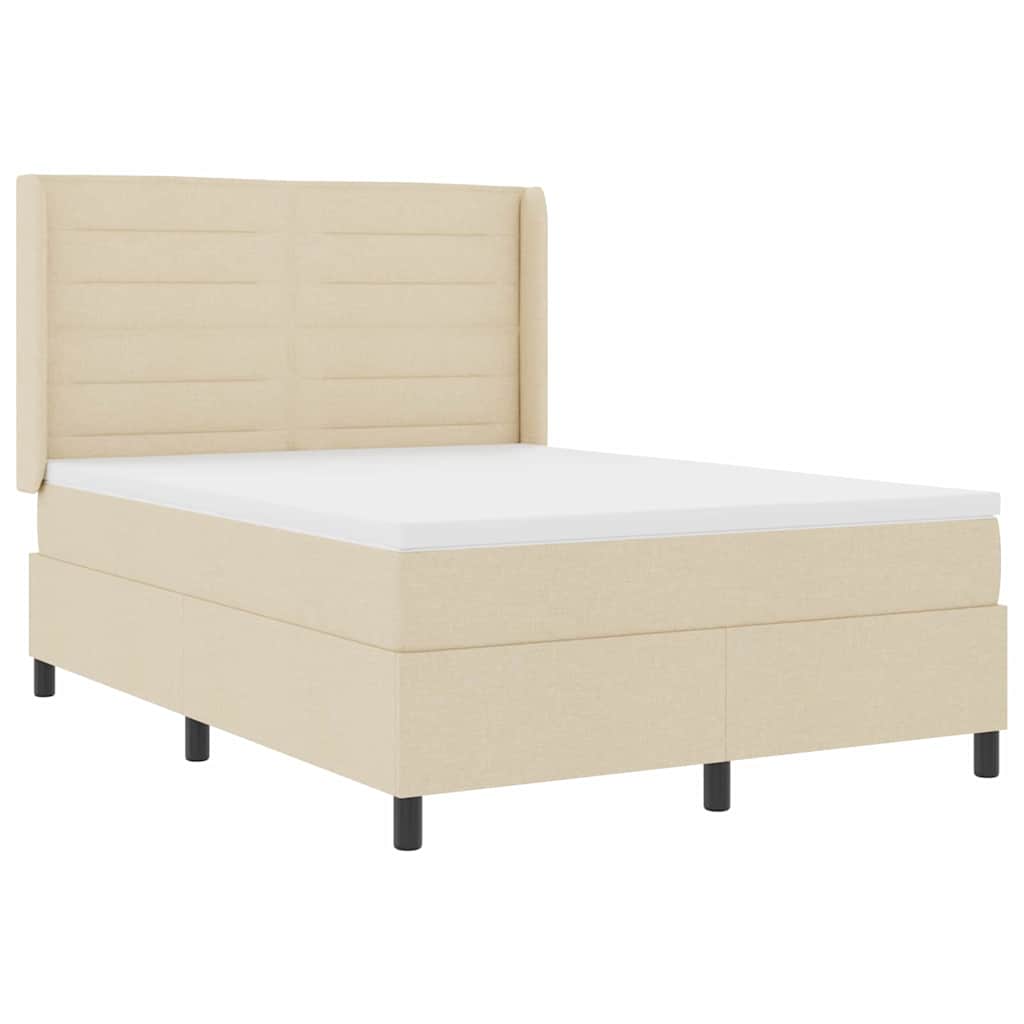 vidaXL Κρεβάτι με ελατήρια με στρώμα Κρεμ 200 x 140 cm ύφασμα