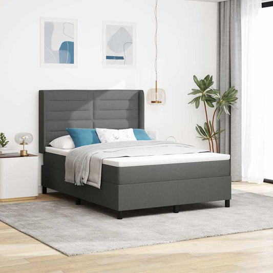 vidaXL Κρεβάτι με ελατήρια Σκούρο Γκρι 200 x 160 εκατοστά ύφασμα