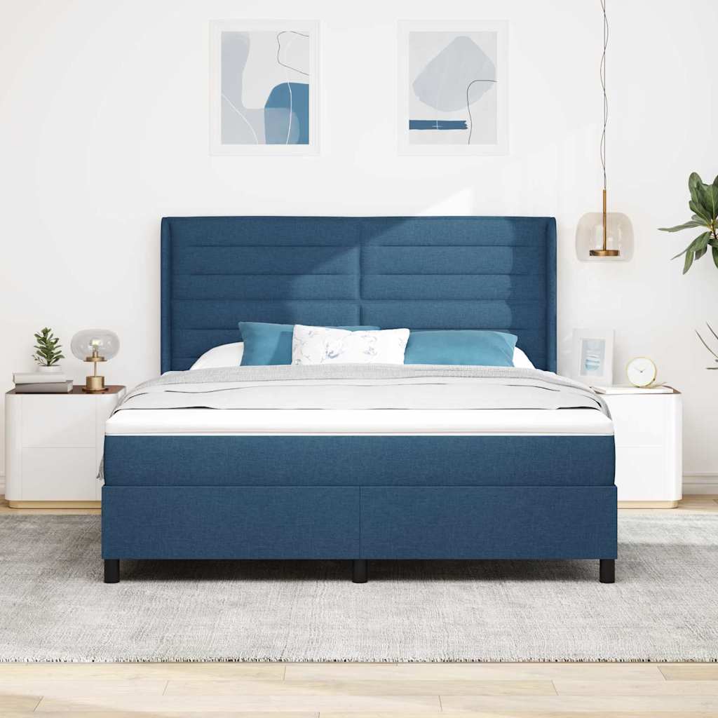vidaXL Κρεβάτι με ελατήρια με στρώμα Μπλε 200 x 180 cm ύφασμα