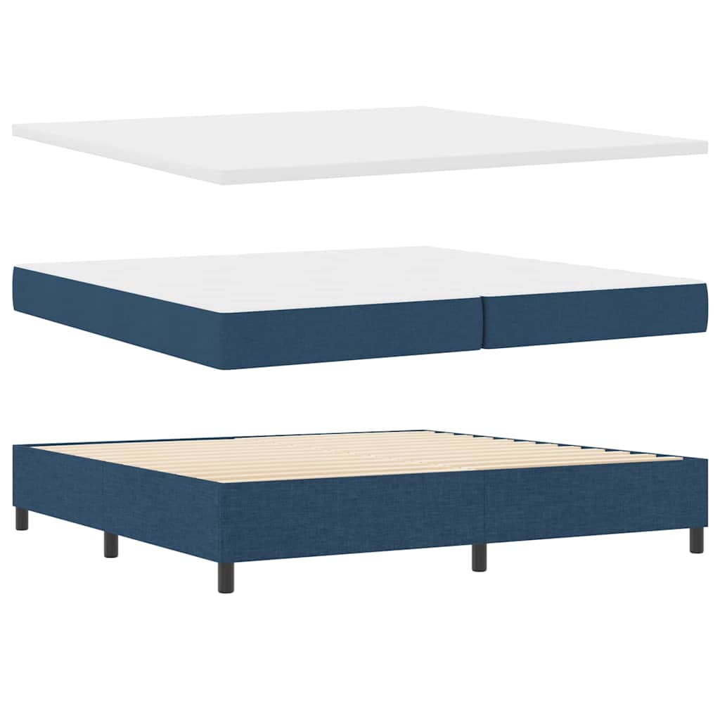 vidaXL Κρεβάτι με ελατήρια με στρώμα Μπλε 200 x 200 cm ύφασμα