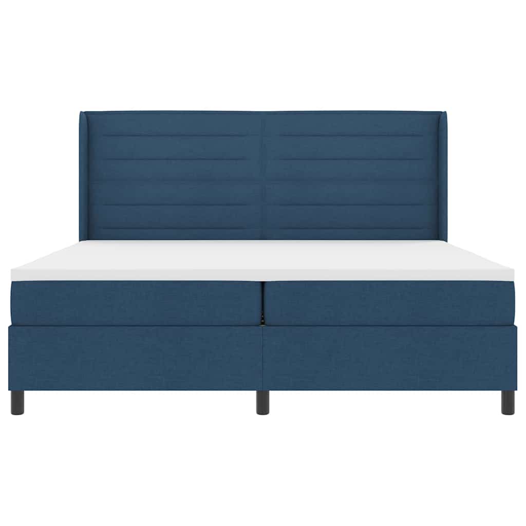 vidaXL Κρεβάτι με ελατήρια με στρώμα Μπλε 200 x 200 cm ύφασμα