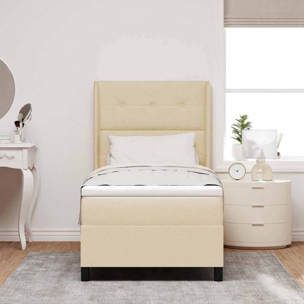 vidaXL Κρεβάτι με ελατήρια με μαξιλάρι Κρεμ 200 x 80 εκατοστά ύφασμα