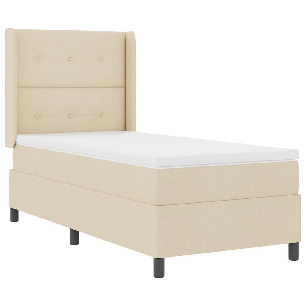 vidaXL Κρεβάτι με ελατήρια με μαξιλάρι Κρεμ 190 x 90 cm ύφασμα
