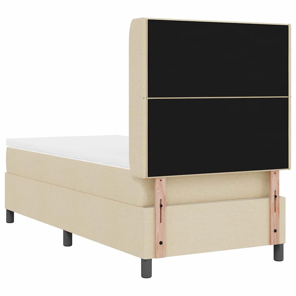 vidaXL Κρεβάτι με ελατήρια με μαξιλάρι Κρεμ 190 x 90 cm ύφασμα