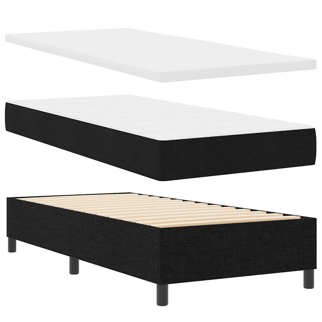 vidaXL Κρεβάτι με ελατήρια με μαξιλάρι Μαύρο 200 x 100 cm ύφασμα
