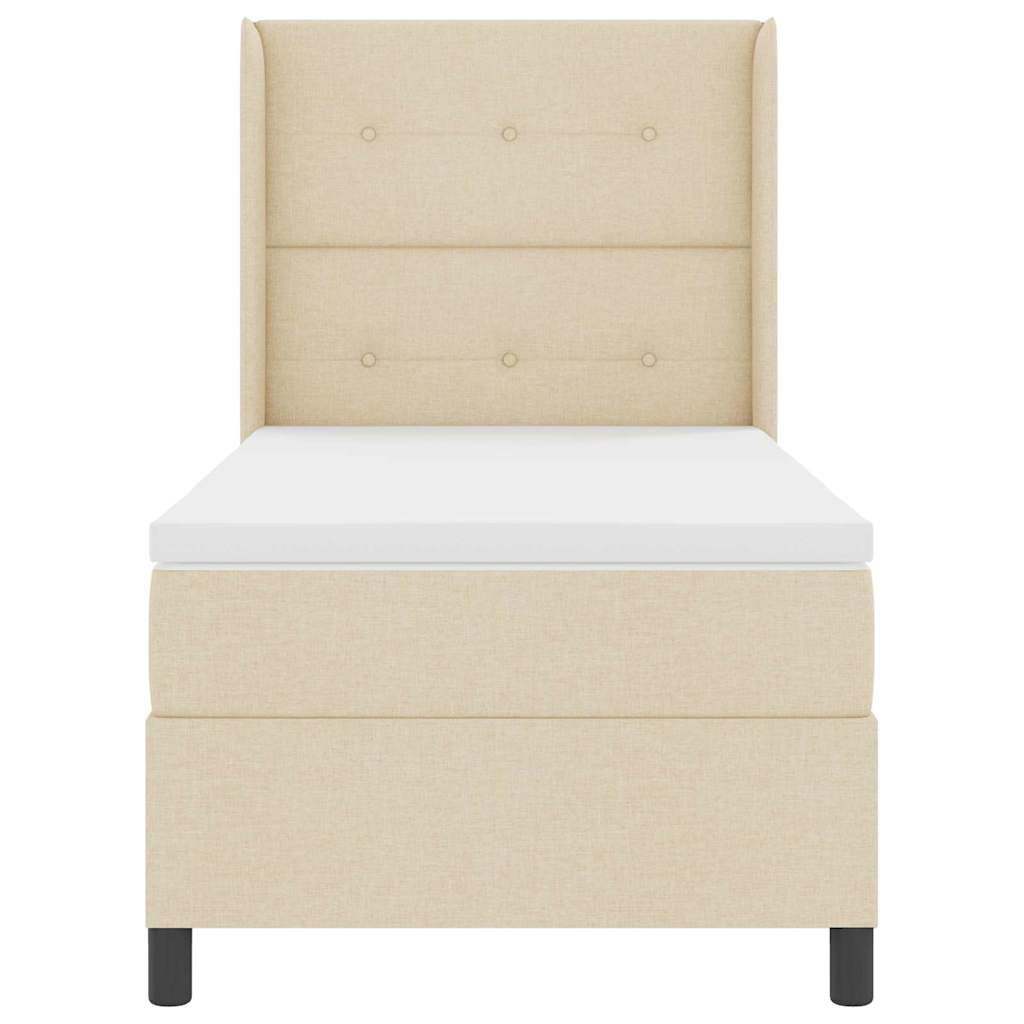 vidaXL Κρεβάτι με ελατήρια με μαξιλάρι Κρεμ 200 x 100 cm ύφασμα