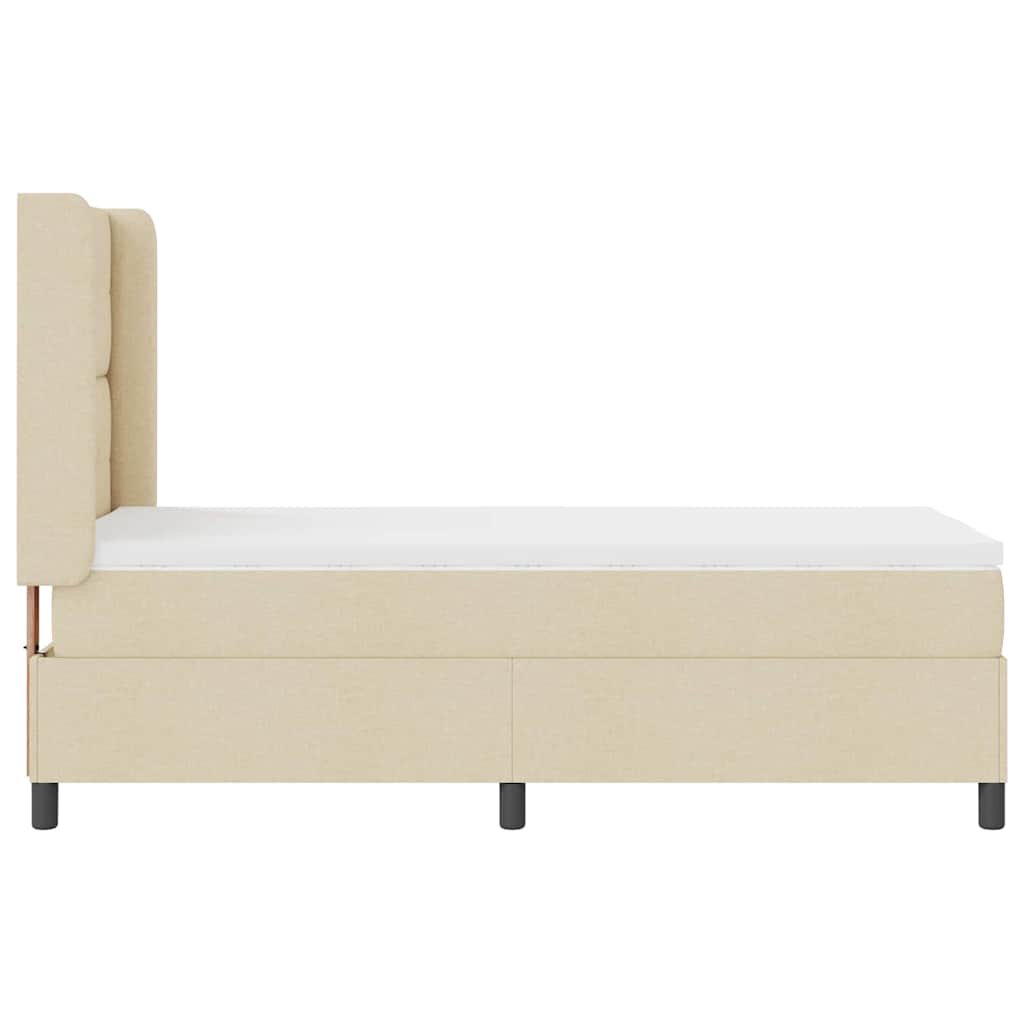vidaXL Κρεβάτι με ελατήρια με μαξιλάρι Κρεμ 200 x 100 cm ύφασμα