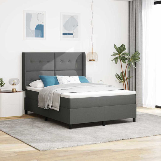 vidaXL Κρεβάτι με ελατήρια Σκούρο Γκρι 190 x 140 εκατοστά ύφασμα