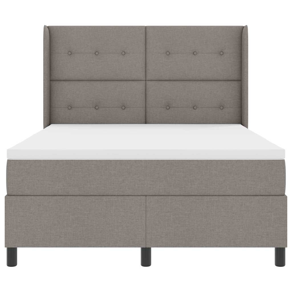 vidaXL Κρεβάτι με ελατήρια με μαξιλάρι Taupe 190 x 140 εκατοστά ύφασμα