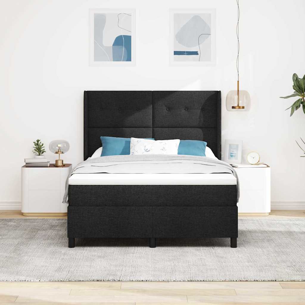 vidaXL Κρεβάτι με ελατήρια με μαξιλάρι Μαύρο 200 x 140 cm ύφασμα