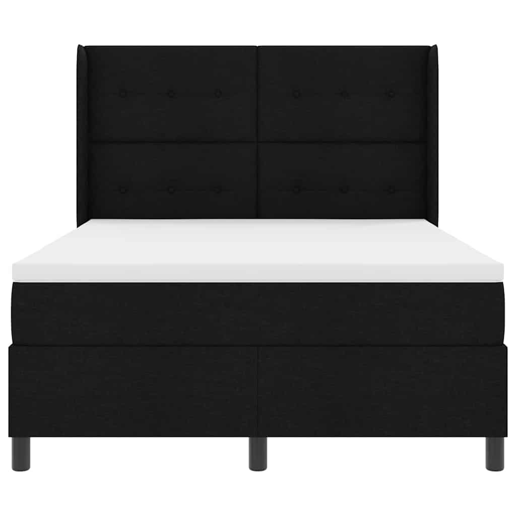 vidaXL Κρεβάτι με ελατήρια με μαξιλάρι Μαύρο 200 x 140 cm ύφασμα