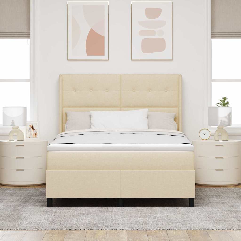 vidaXL Κρεβάτι με ελατήρια με μαξιλάρι Κρεμ 200 x 140 cm ύφασμα
