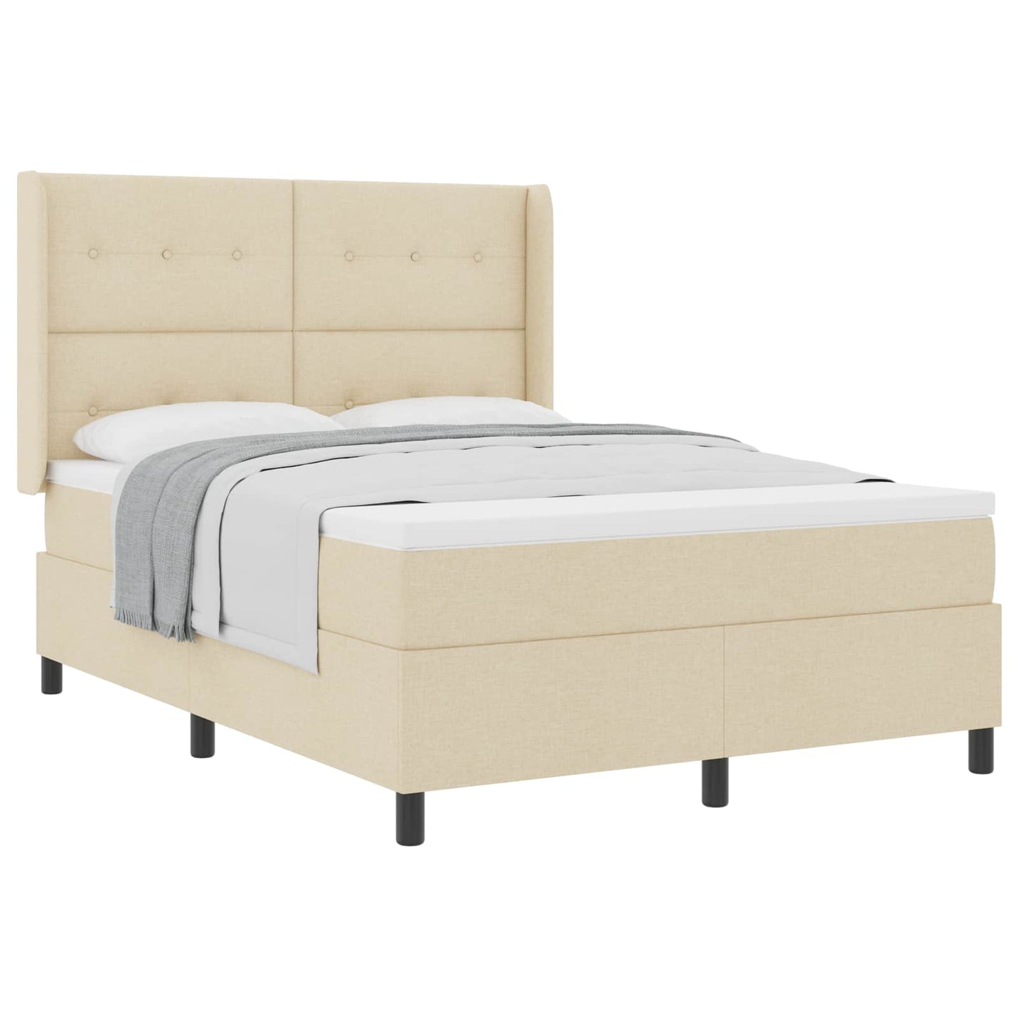 vidaXL Κρεβάτι με ελατήρια με μαξιλάρι Κρεμ 200 x 140 cm ύφασμα